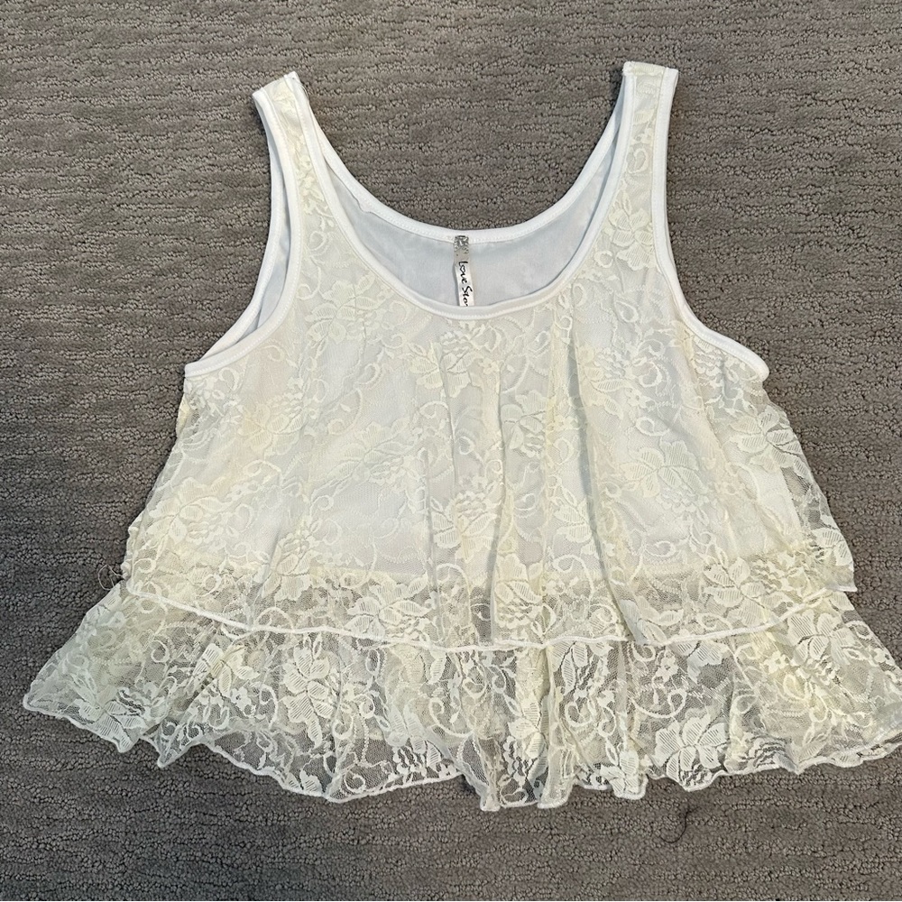 Love Story Lace Crop Tank Top S